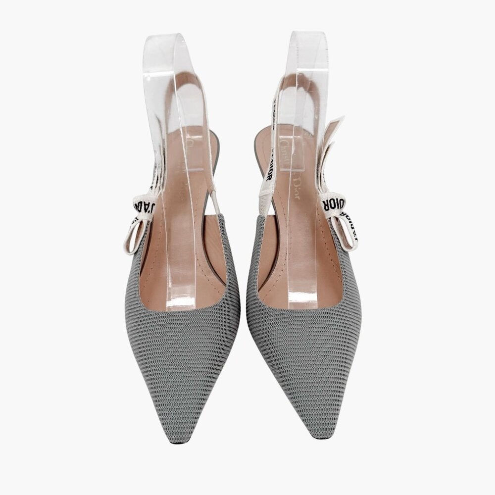 Christian Dior J’Adior Gray Slingback Pumps Size 39.5 US 9.5 Technical Mesh Heel - Picture 3 of 14